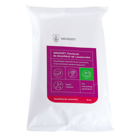 Chusteczki do dezynfekcji rąk i powierzchni MEDISEPT 50szt.