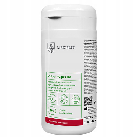 VELOX WIPES NA Bezalkoholowe chusteczki do dezynfekcji MEDISEPT 100szt.