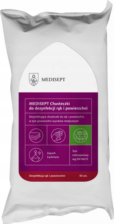 Chusteczki do dezynfekcji rąk i powierzchni MEDISEPT 50szt.